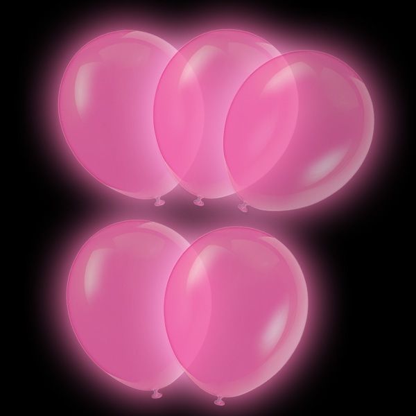 Luftballons LED - 5 Stk, pink leuchtend, 24 h