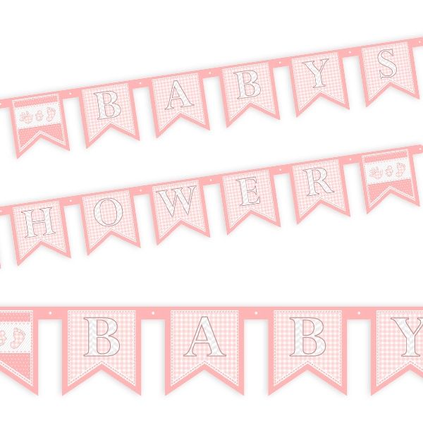 Baby Shower Girl Buchstabenkette in Rosa zur Geburt eines Mädchens, 2m