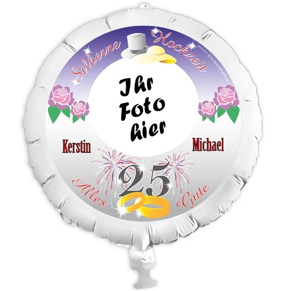 Geschenkballon mit Foto für Silberne Hochzeit