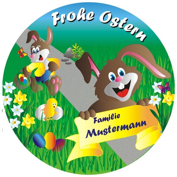 Frohes Osterfest Tortenaufleger mit Familienname – rund