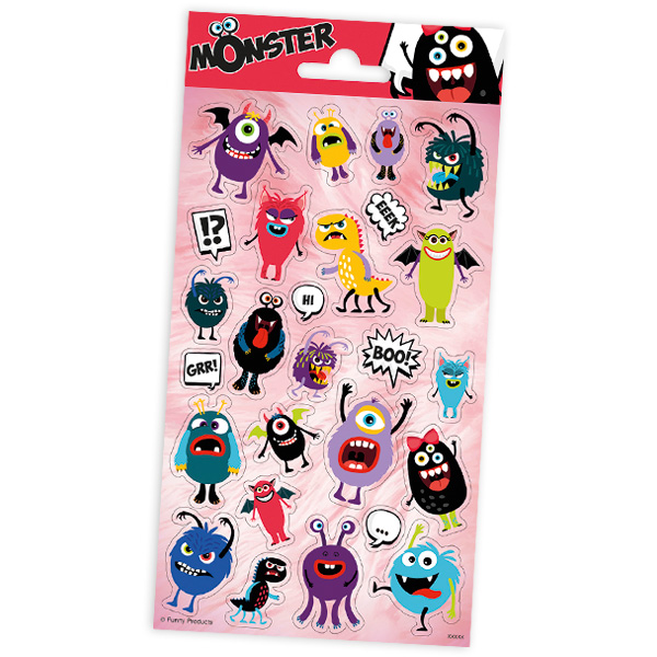 Stickerbogen "Monster" mit 25 Stickern