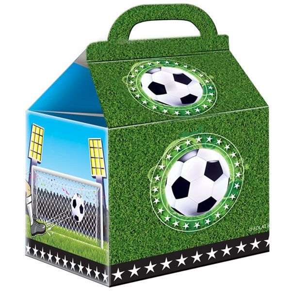 Fußball Geschenkboxen 4er Pack 14cm, Falttaschen, bedruckte Pappe