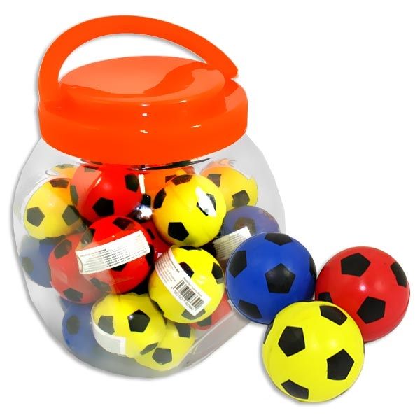 Fußball Flummis 30 Stück in Dose, unterschiedliche Farben, aus Gummi