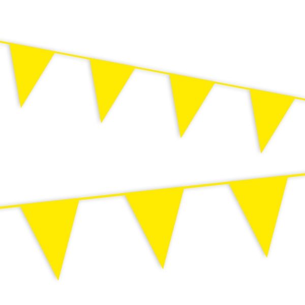 gelbe Wimpelkette mit vielen Folie-Wimpeln als Outdoor-Deko, 10m