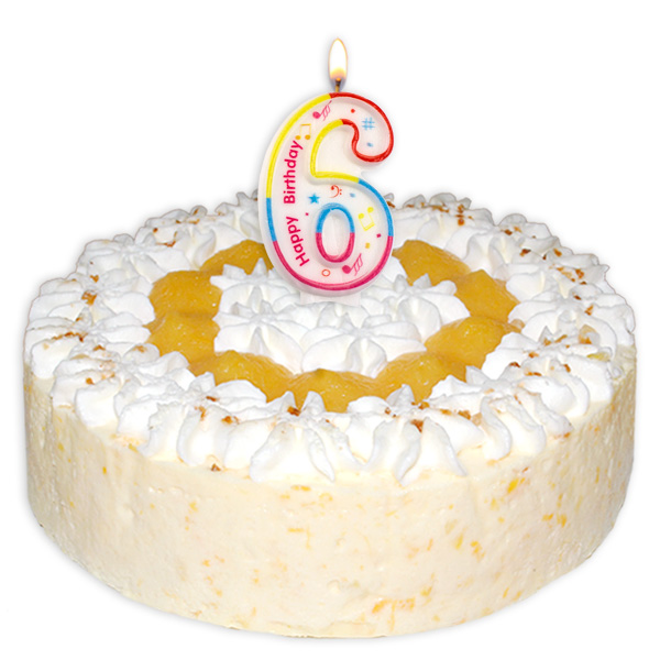 Zahlenkerze "6" mit Happy-Birthday-Aufdruck