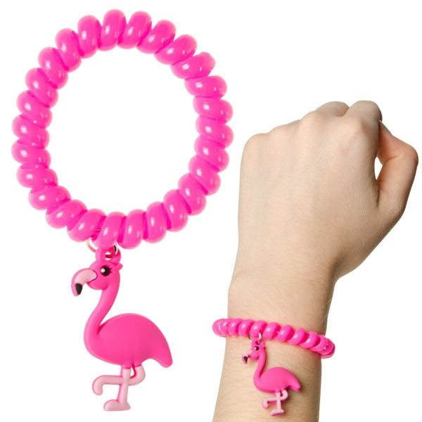 Flamingo Armband pink, 1 Stück rosa Spiralarmband für Mädchen, Gummi