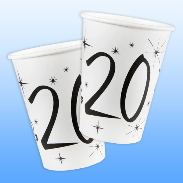 Becher zum 20. Geburtstag, 10 Stk. für 200 ml Partygetränk, aus Pappe