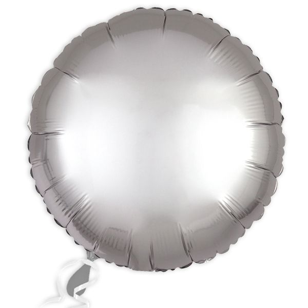 Folieballon rund Satin Luxe Platin-Silber, 34 cm