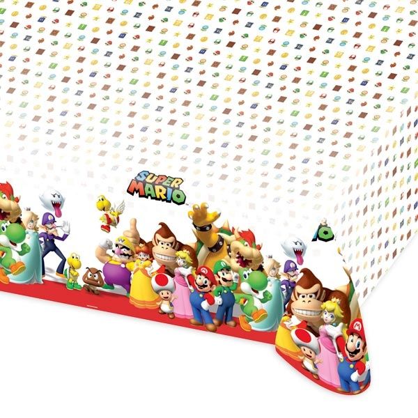 Super Mario Tischdecke 1,2×1,8m, Partytischdecke für Kinder, Folie