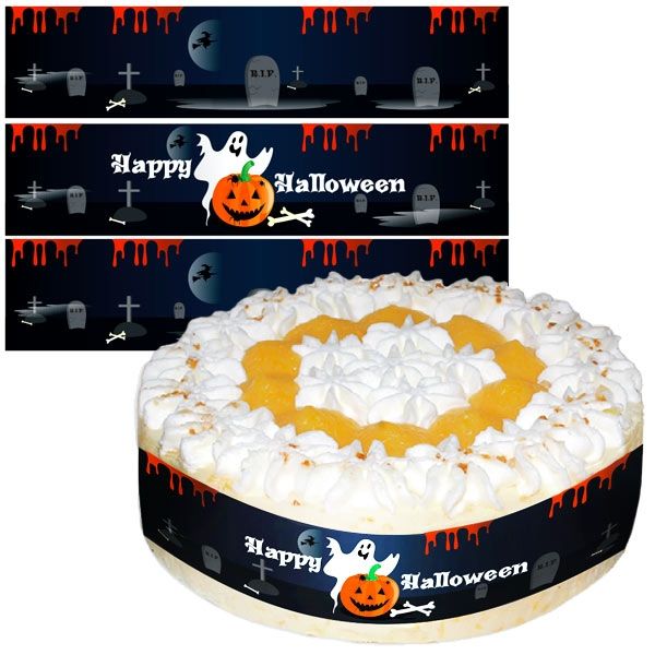 Halloween Tortenband, Zuckerguss mit "Happy Halloween", essbar