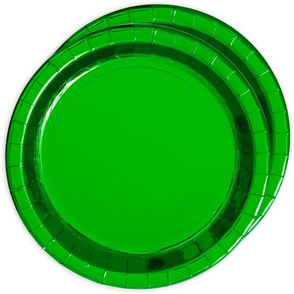 Metallic grün schimmernde Partyteller, 8 Stück, Pappe