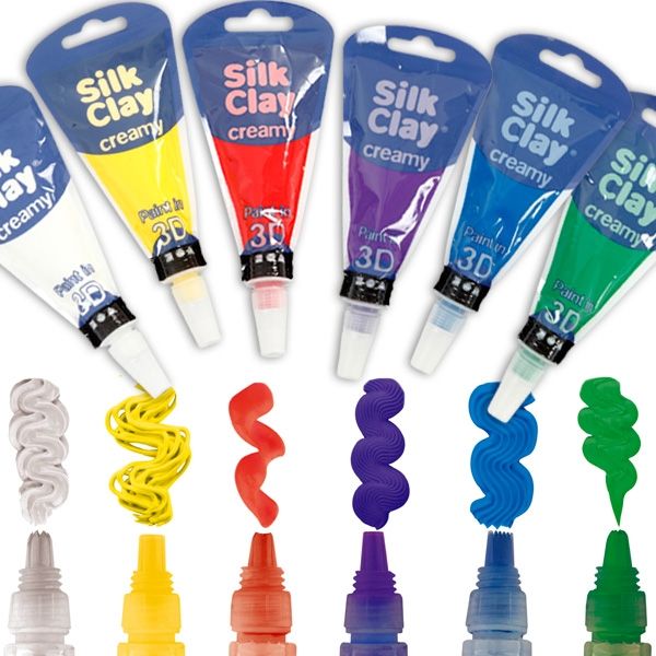 Silk Clay Creamy mit Spritztüllen, 6&nbsp;Stück in verschiedenen Farben