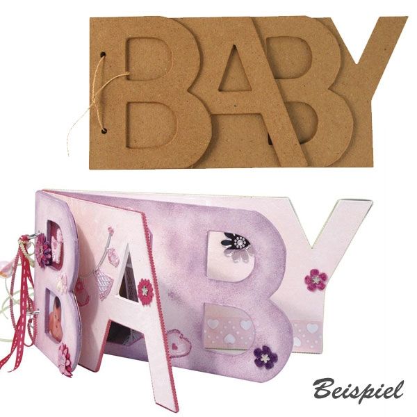 Dekobuch BABY aus Pappe, 25×12cm für außergewöhnliches Babyalbum