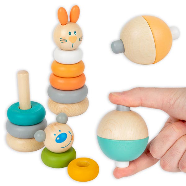 Baby Geschenkeset, 2 teilig, Holzspielzeug für Kinder  - Onlineshop Geburtstagsfee