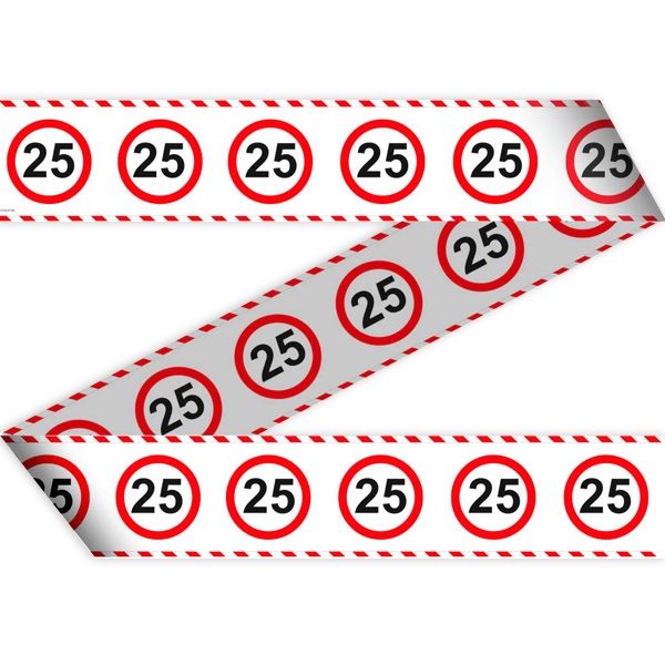 Geburtstag Dekoration Verkehrsschild Zahl "25" 