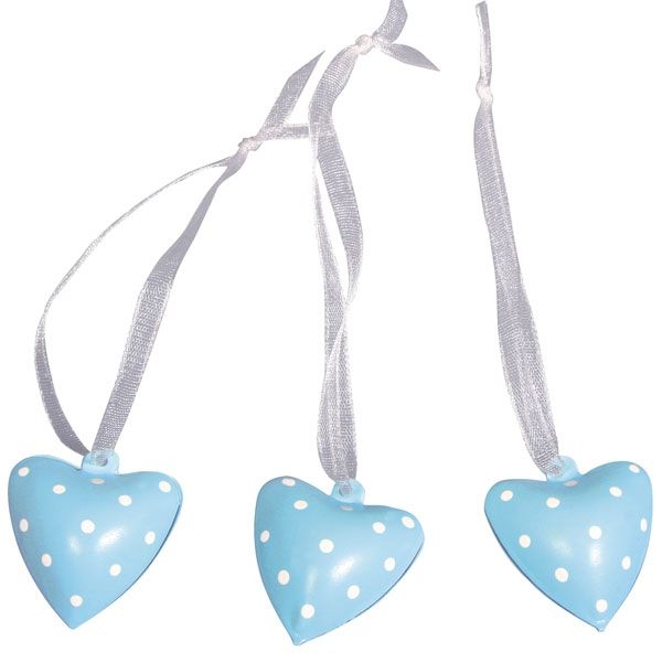 Glöckchen-Herzen blau im 6er Pack als Geschenkanhänger für Mädchen