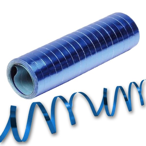 Luftschlangen metallic-blau, 1 Rolle, aus Papier mit blauem Glanz