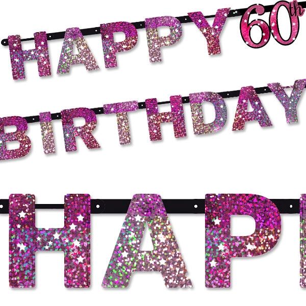 Sparkling Celebr. Pink Zahl 60 Happy Birthday-Kette, 2,13m