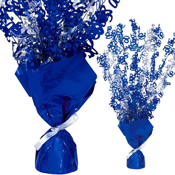 Folien-Tischdeko, Zahlen-Strauch, Zahl 90, knallig Blau