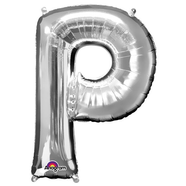 Mini Folienballon Buchstabe P in Silber mit Ösen zum Aufhängen,1 Stk