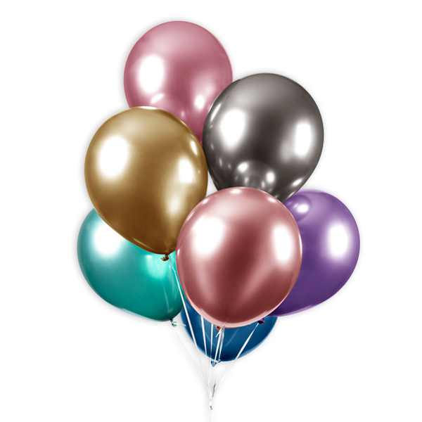 Bunte Luftballons mit Spiegeleffekt, 10 Stk., 30cm