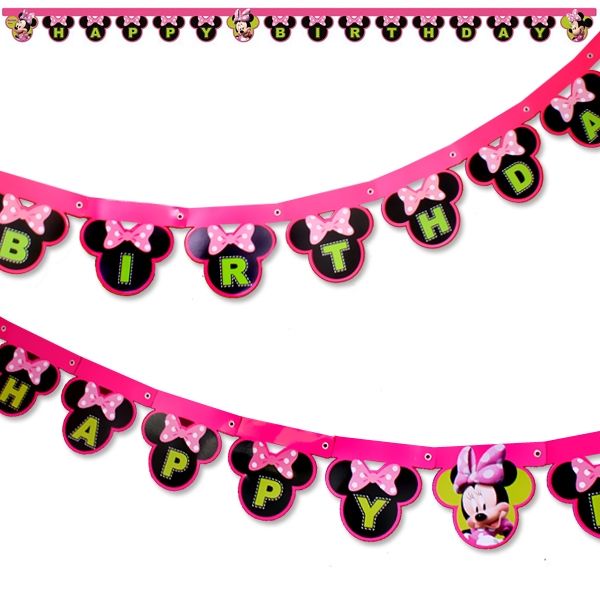 Minnie Buchstabenkette, 2m, Happy Birthday Partykette Minnie Mouse  - Onlineshop Geburtstagsfee