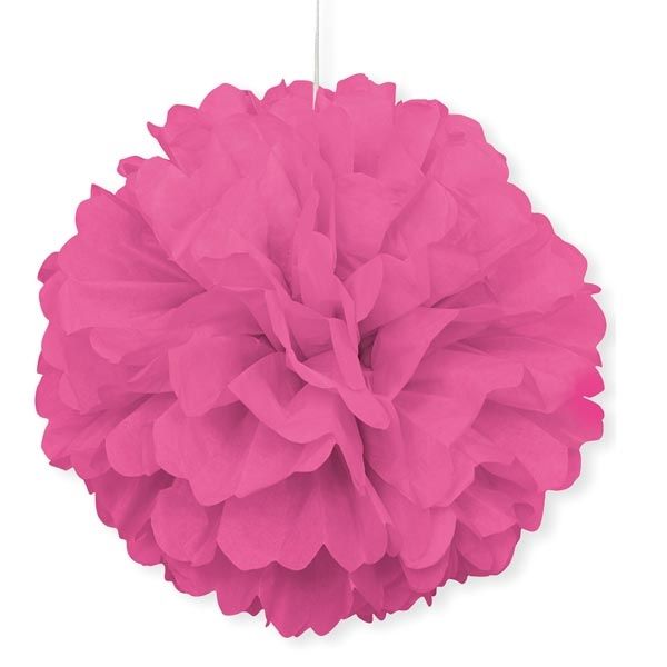 Puffball in Rosa mit Band, 40 cm, rosafarbener Pompom als Hängedeko
