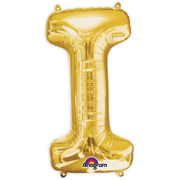 Folienballon Buchstabe "I" in Gold für persönliche Glückwünsche, 81×45cm