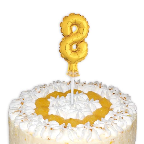 Mini-Ballon Tortendeko, Zahl "8" in Gold für 8. Kindergeburtstag, 1 Stück