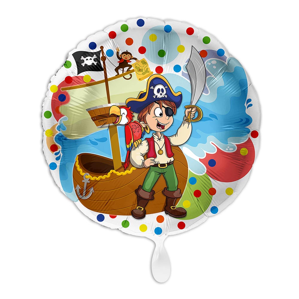 Runder Folienballon, Motiv Pirat, Ø 34 cm  - Onlineshop Geburtstagsfee