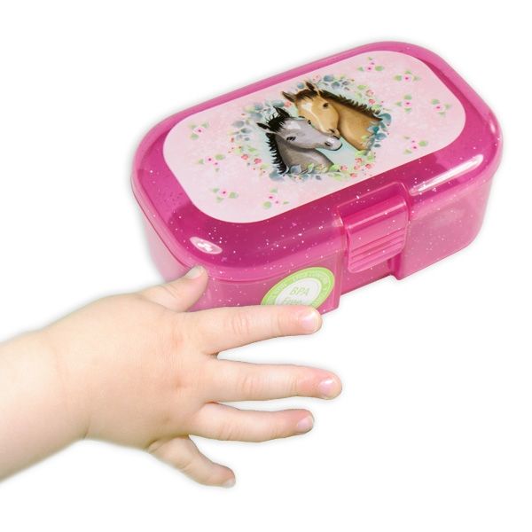 Fohlen Mini-Lunchbox, 10,5cm x 7cm, Frühstücksdose aus Plastik, 1 Stück