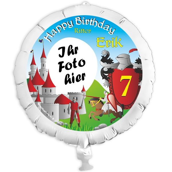 Geschenkballon mit Foto für Ritterparty u. Kindergeburtstag +Name