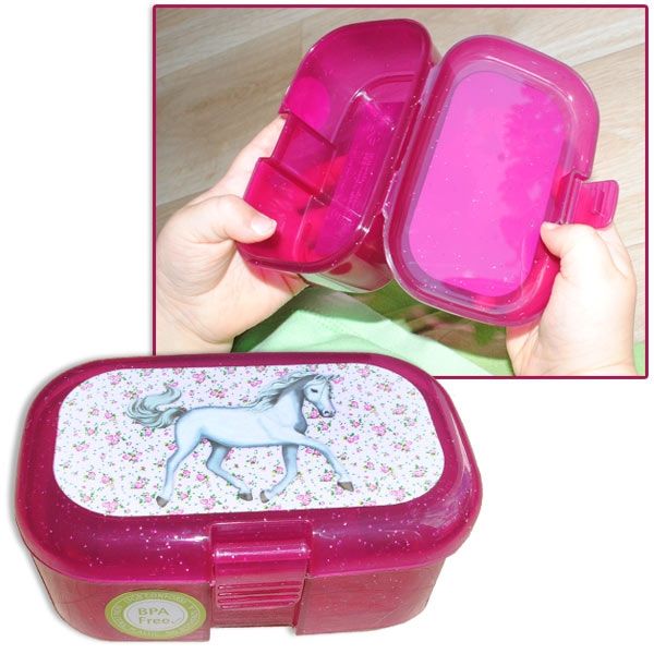 Weisses Pferd Mini-Lunchbox, 10,5cm x 7cm