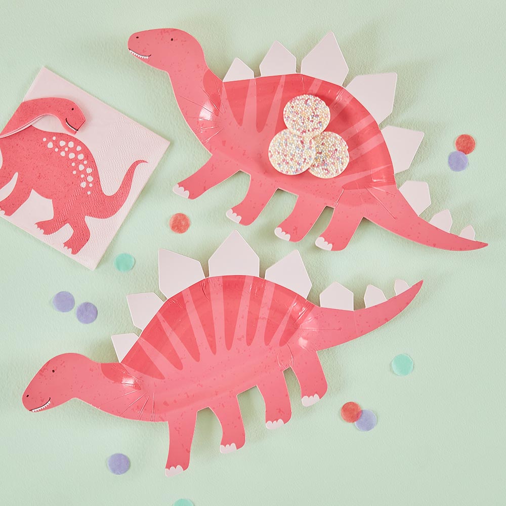 Dinosaurier Formteller aus Pappe, 8 Stück, 30cm x 16cm