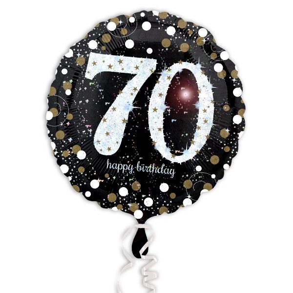 Glitzer-Folieballon, 35cm, 1 Stück, zum 70. Geburtstag oder Jubiläum