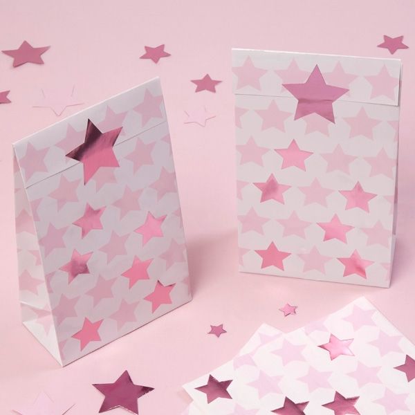 Geschenktütchen "Kleiner Stern" in rosa, 5er Pack