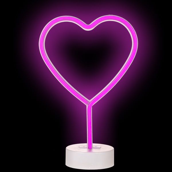 Neon-Leuchte Pinkes Herz, 1 Stück, 27 cm