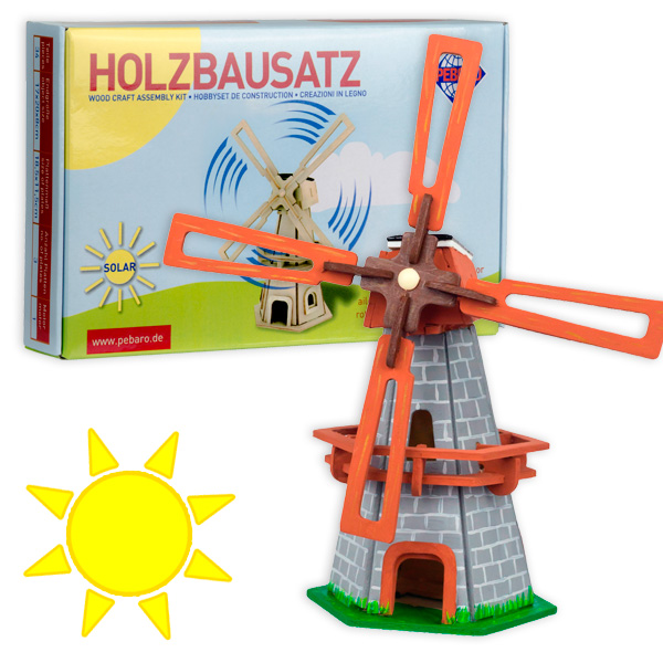 PEBARO Solar Holzbausatz Windmühle 