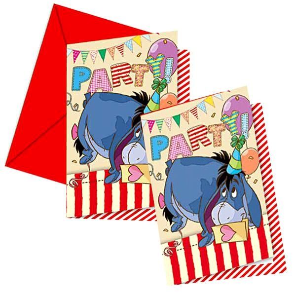 Winnie Pooh Einladungen 6 Stück, süße Einladungskarten +Umschläge