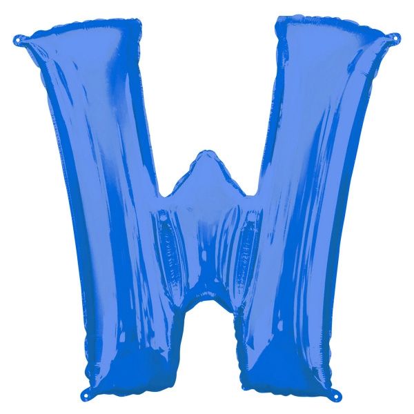 Folienballon Buchstabe "W" in hübschem Blau für Vornamen, 83 cm