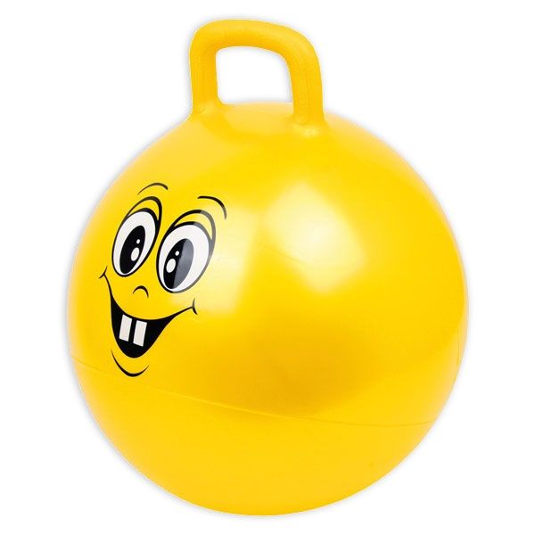 Hüpfball mit lustigem Gesicht, 45cm, mit Griff zum Festhalten beim Reiten  - Onlineshop Geburtstagsfee
