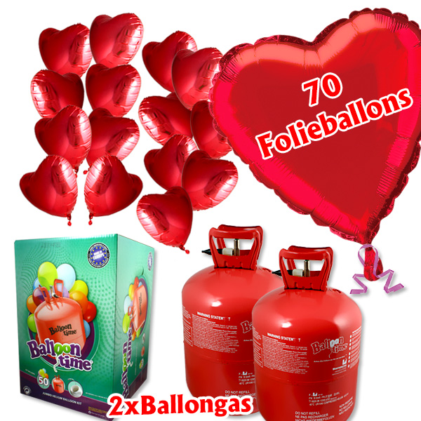 Love Ballongas Set Love mit 70 Herzballons  - Onlineshop Geburtstagsfee