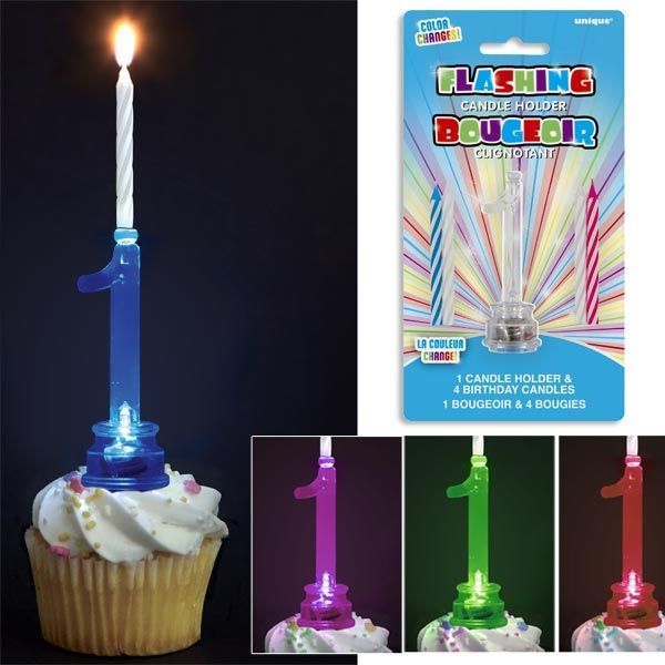 Geburtstagszahl 1 als Kerzenständer für Fooddeko + 4 Kerzen