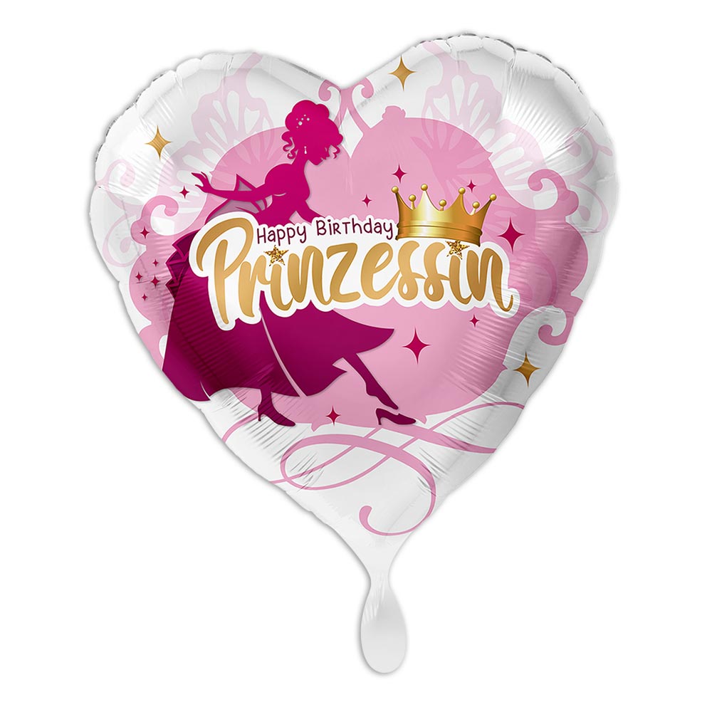 Happy Birthday Prinzessin, Folienballon Herzförmig  - Onlineshop Geburtstagsfee