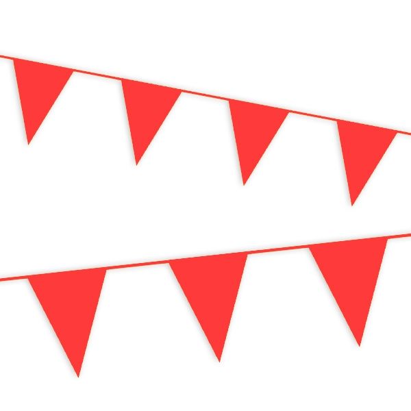 Wimpelkette rot, einfarbige Girlande mit Wimpeln aus Folie, 10m lang  - Onlineshop Geburtstagsfee