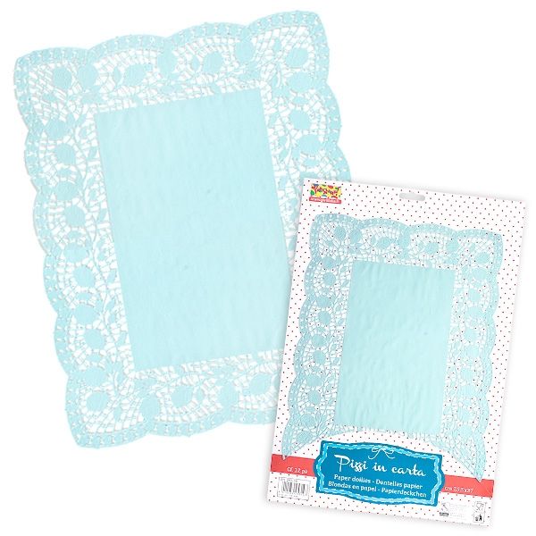 Spitzen-Deckchen aus Papier, 10 Stück, hellblau, 30 x 40 cm
