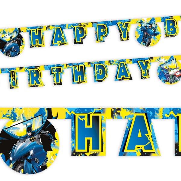 Batman Buchstabenkette, 2m lang, Happy Birthday