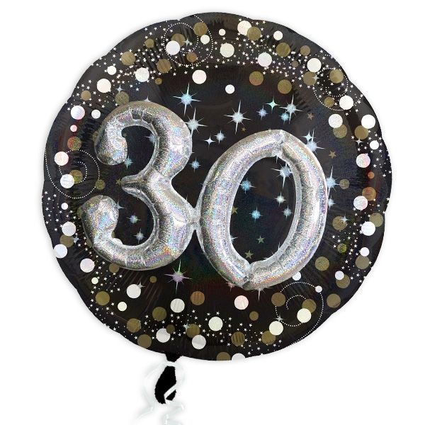 XXL Glitzer-Folieballon Set mit 3D Effekt zum 30. Geburtstag