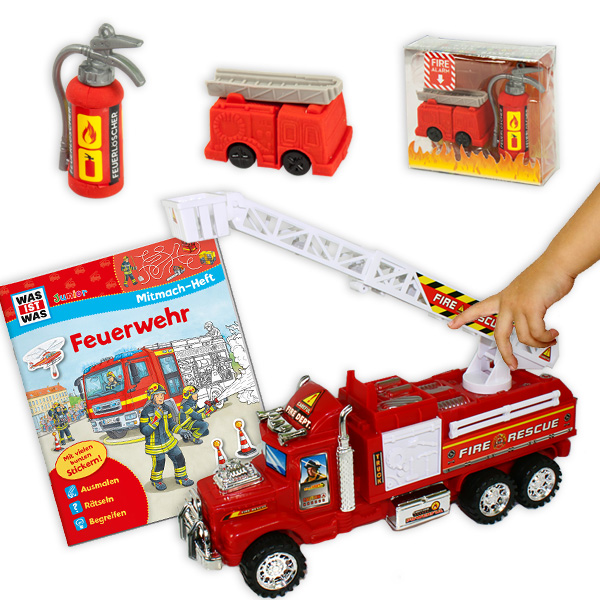 Feuerwehr Geschenke Set, für 1 Kind, 3 tlg. Mitgebsel Kindergeburtstag  - Onlineshop Geburtstagsfee