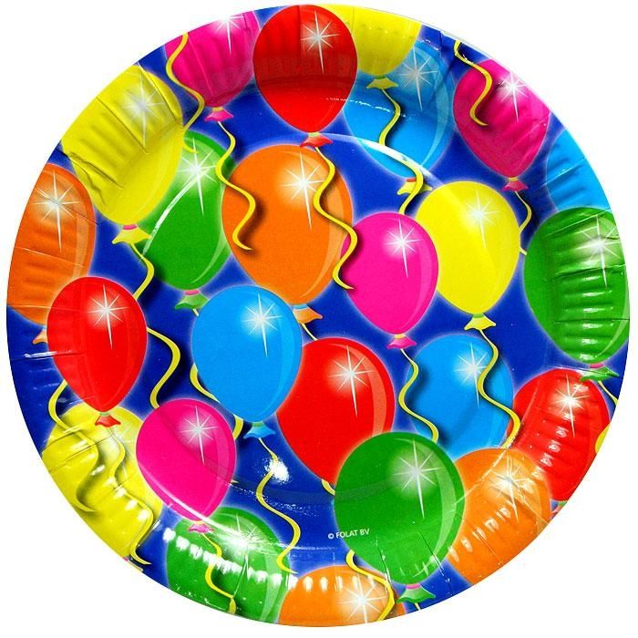 Ballonparty Partyteller, viele bunte Ballons aufgedruckt d=23cm,8er